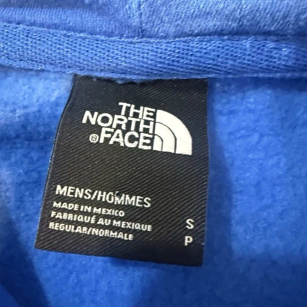 The North Face Hoodie Mens Small Blue Big Logo Pullover Sweatshirt‎ Fleece